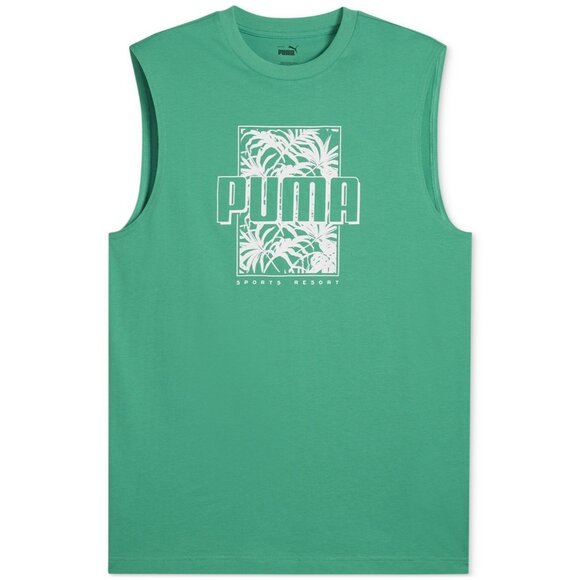 Puma Men's ESS+ Palm Resort Logo Graphic Sleeveless T-Shirt Green Size 2XL - Picture 1 of 1